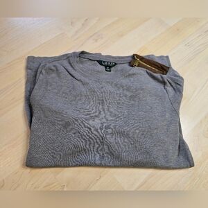 Lauren Ralph Lauren Long Sleeve Gray Top Leather Elbow Size Medium